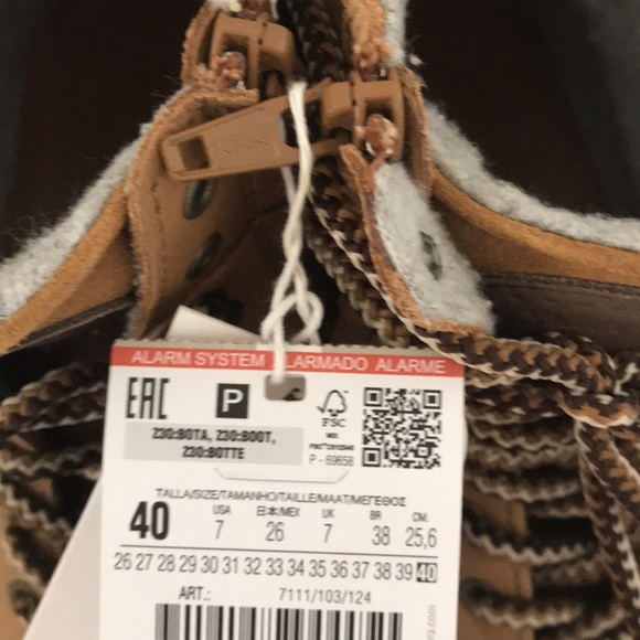 NWT ZARA KIDโS LEATHER BROWN BOOTS EU 40 ZIPPER - Picture 7 of 8